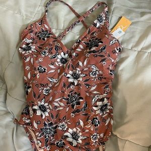 Mauve floral swim suit